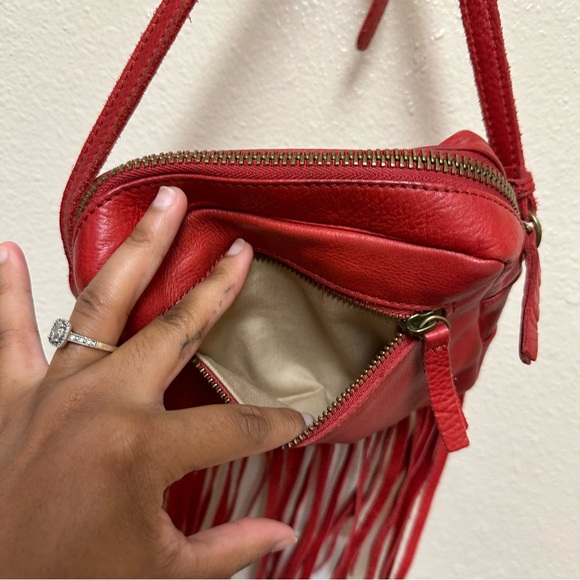 Lucky Brand Red Leather Fringe Crossbody Bag - Picture 10 of 13